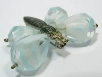 Vintage butterfly shaped bead brooch - as per photo