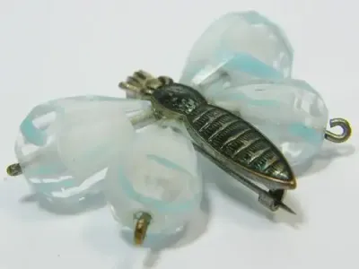 Vintage butterfly shaped bead brooch - as per photo