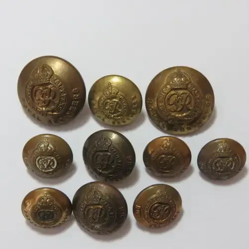 Royal Engineers George 5 buttons - Lot of 10 - 2 Tunic - 2 Pocket - 5 Epaulette