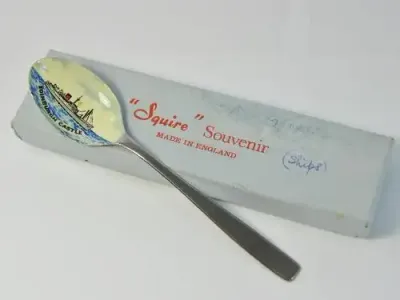 Union Castle Line Edinburgh castle enamelled teaspoon - as per photo