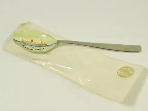 Union Castle line Pendennis castle souvenir enamelled spoon - as per photo
