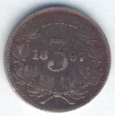 1897 ZAR Kruger 3d Tickey XF - as per scan