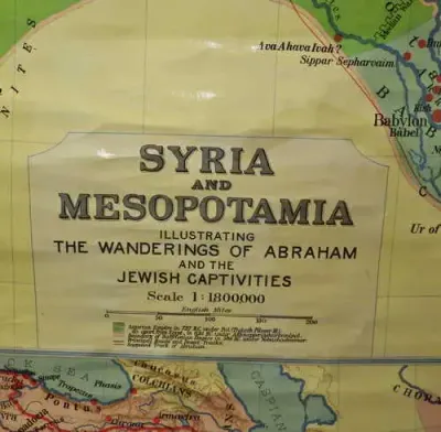 Bible Lands Cloth School map Nr.3 - A: Syria and Mesopotamia B: The Persian Empire - 1948
