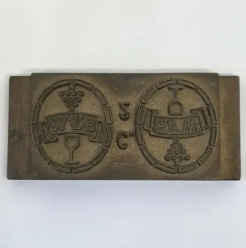 Stellenbosch Farmer`s Winery SFW brass die punch/printers block