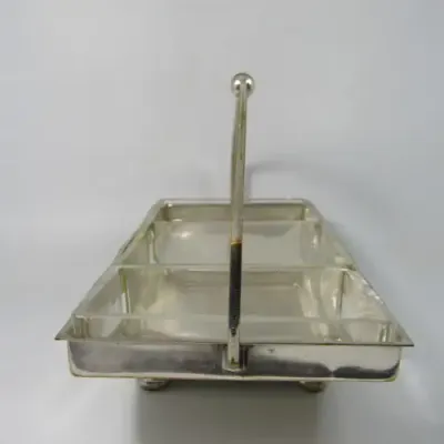 Vintage WMF silver plated Arte Deco snack dish with glass inserts - glass chipped and repaired