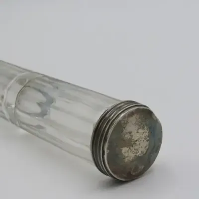 Antique double sided glass container with sterling silver lids - Total weight 237,6 g