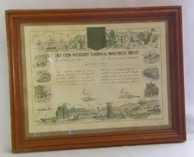 The 1820 Settlers National Monument trust certificate issued to Edith Mary Coleman - as per photo