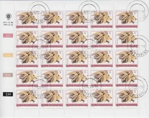Bophuthatswana - SACC 11 Full Sheets mint and used - Lion - as per scan
