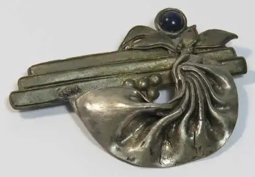 Vintage sterling silver brooch with brass - Weighs 24,2 grams