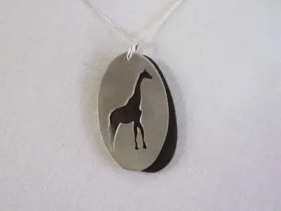 Amari sterling silver and ebony pendant with necklace - Giraffe