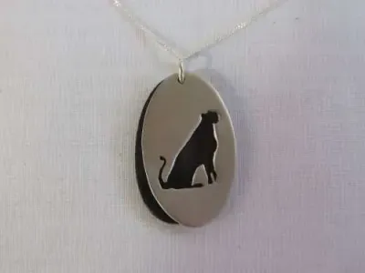 Amari Sterling silver and ebony pendant with necklace - Leopard