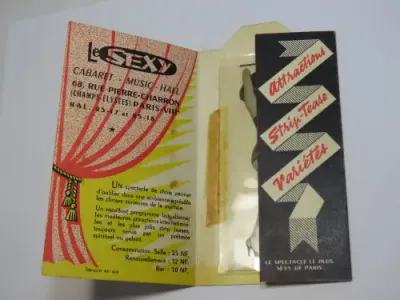 Vintage LeSexy Carbaret Music Hall card with `Strip`-tease picture