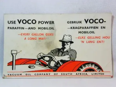 Vacuum oil company of South Africa advertisement card