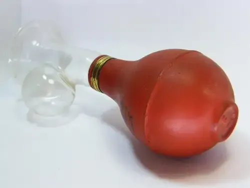 Vintage Ingrams Omega reliever breast pump - glass and rubber - excellent condition - as per photo