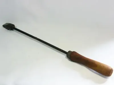 Vintage cast iron branding tool with wooden handle - no stencil - only tip to make own design