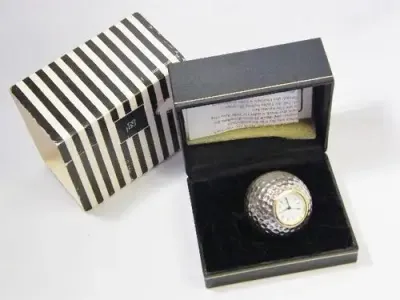 Novelty golf ball desk clock in original box