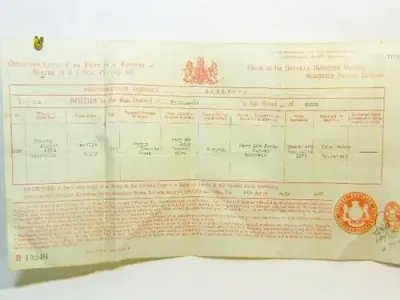 1875 Birth certificate of Neville Silva from Prittlewell, Essex