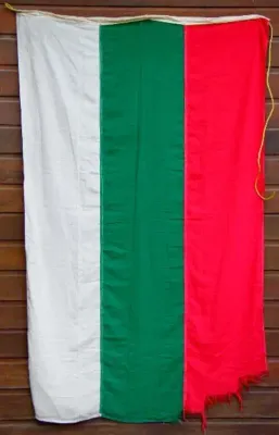 Used flag of Bulgaria - Frayed on edges from being used - size 190 cm x 115 cm, as per photo