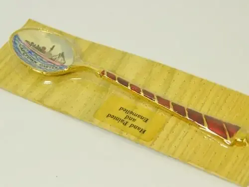 Union Castle line CapeTown castle hand painted and enamelled coffee spoon - sealed - as per photo