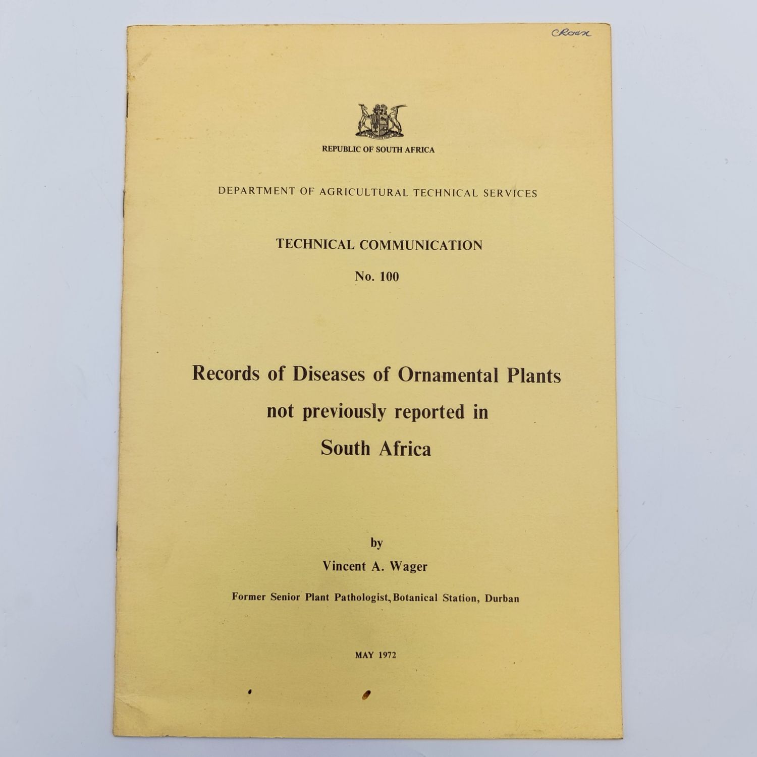 1972 Technical bulletin - Records of Diseases of Ornamental plants