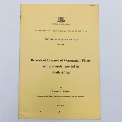 1972 Technical bulletin - Records of Diseases of Ornamental plants