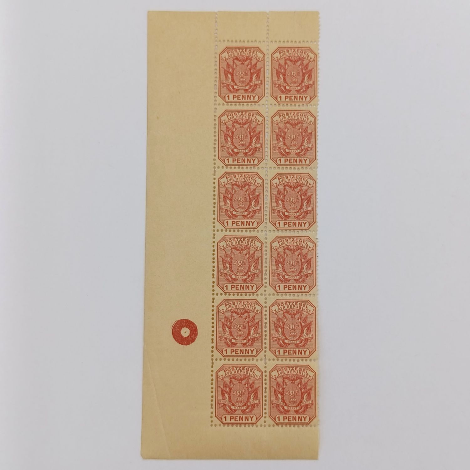 ZAR 1895 SACC 211 Block of 12 One penny stamps mint
