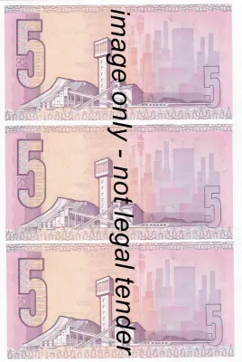 GPC de Kock Lot of 3 Consecutive numbered UNC R5 notes - 3rd Issue