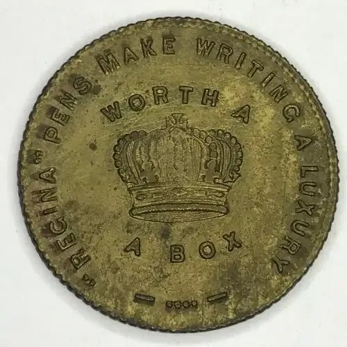 Advertising token Mary Queen of Pens! - `Regina pens`