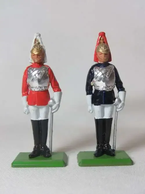 Pair of Britains Blues and Royals and Life guards of Household cavalry lead soldiers