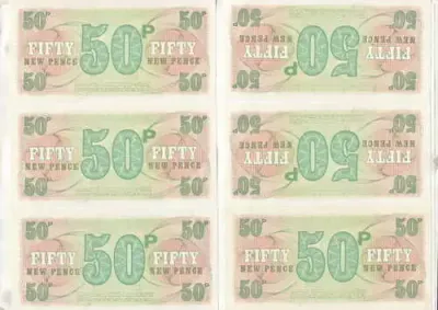 Lot of 17 6th series British Armed Forces 50 pence banknotes uncirculated with consecutive numbers