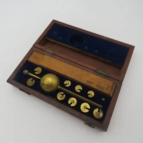 Antique Dring and Fage Brass Sikes`s Hydrometer in original wooden box