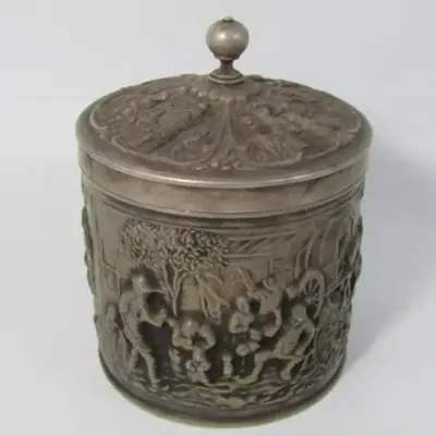 Vintage Herman Hooijkaas silver plated tea caddy for Douwe Egberts