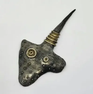 Handmade sterling silver stingray brooch - Weighs 27,1g