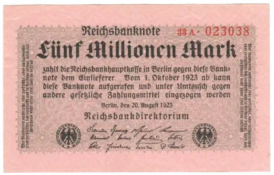 Germany Reichsbanknote 1923 - 5 Million Mark