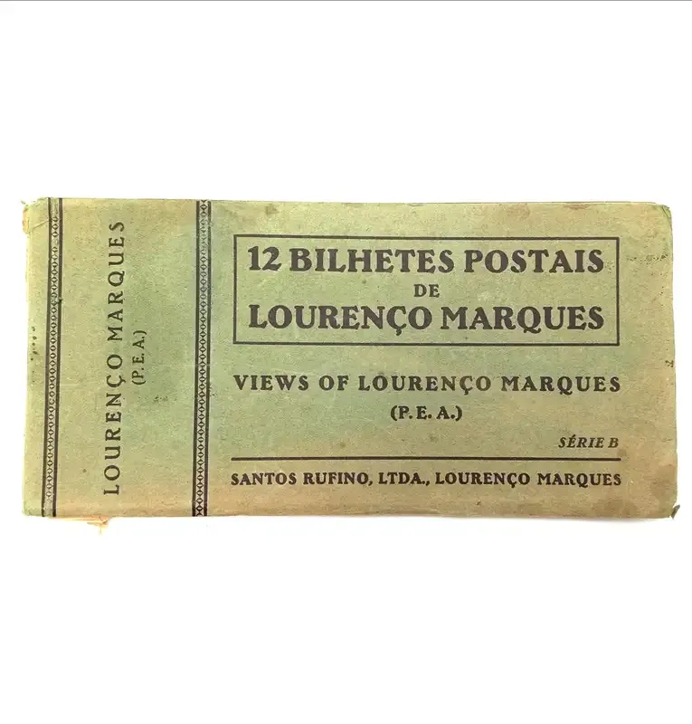 Postcards Booklet with 12 antique Lourenco Marques postcards - 4 removed and used but 8 remaining in