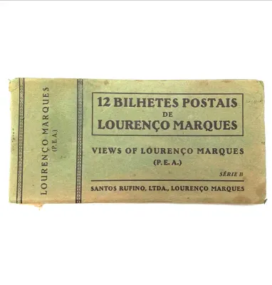 Postcards Booklet with 12 antique Lourenco Marques postcards - 4 removed and used but 8 remaining in