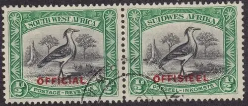 SWA - SACC 13 Official SWA 1/2d used pair - as per scan