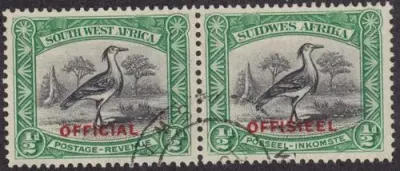 SWA - SACC 13 Official SWA 1/2d used pair - as per scan
