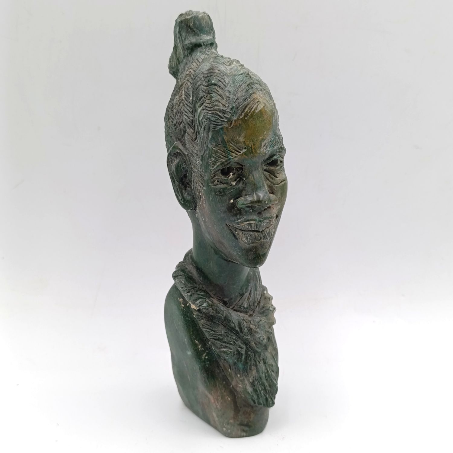 African woman green opal stone carving by Caleb Samhere