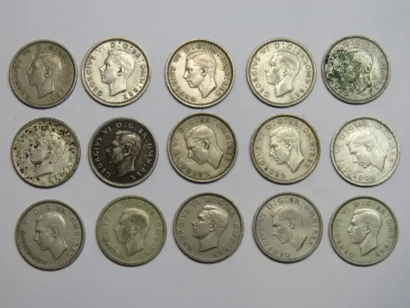 British set of 15 coins 1937 - 1951 Sixpences
