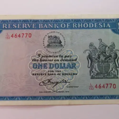 Reserve Bank of Rhodesia One Dollar 2 August 1979 AU-
