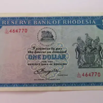 Reserve Bank of Rhodesia One Dollar 2 August 1979 AU-