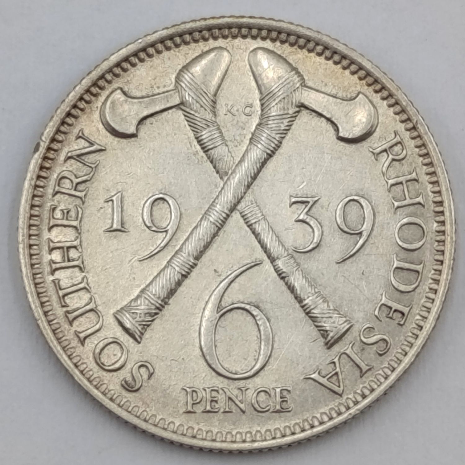 Southern Rhodesia 1939 silver 6d Sixpence uncirculated - some pit marks observe