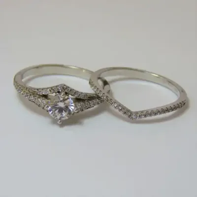 Sterling silver wedding set - 4,1 g - Size P/Q