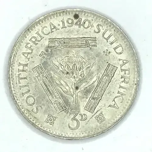 1940 SA Union Threepence tickey - UNC