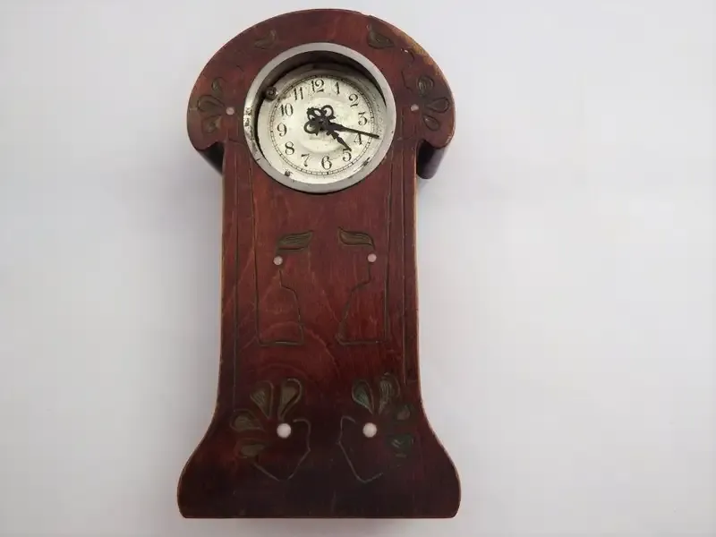 Antique small Junghans mantel clock - No glass - Not working - Engraved D.C.S 1881 on back
