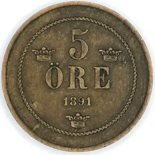 1891 Sweden 5 ORE - VF