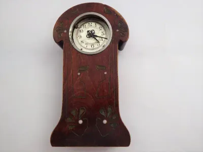 Antique small Junghans mantel clock - No glass - Not working - Engraved D.C.S 1881 on back