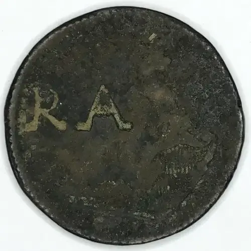 British George IV half penny overstamped RA