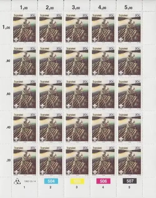Transkei - SACC 104-107 Set of Mint Full Sheets - Boy Scouts - as per scan